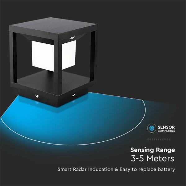 LED lampă solară cu senzor LED/2W/5,5V 3000K IP65 2600 mAh negru