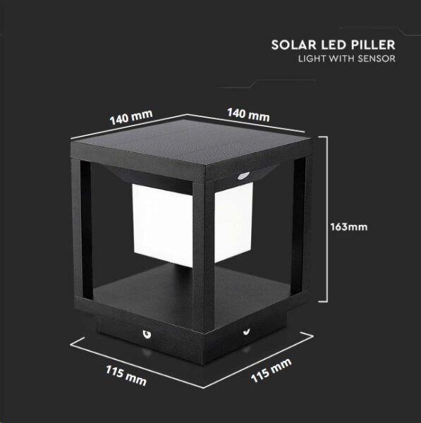 LED lampă solară cu senzor LED/2W/5,5V 3000K IP65 2600 mAh negru