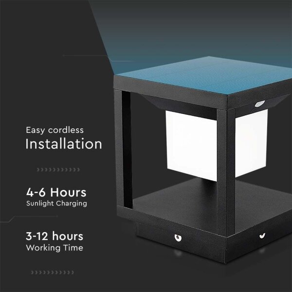 LED lampă solară cu senzor LED/2W/5,5V 3000K IP65 2600 mAh negru