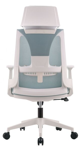 Scaun ergonomic Walker 3285, spătar mesh, sezut piele ecologica, Albastru/Alb