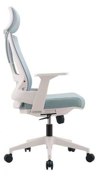 Scaun ergonomic Walker 3285, spătar mesh, sezut piele ecologica, Albastru/Alb