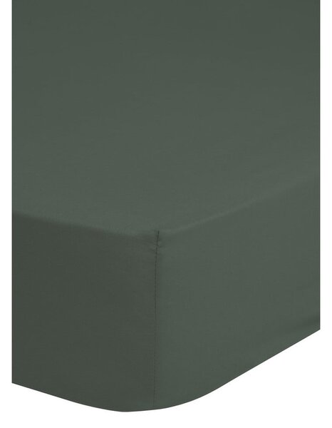 Cearșaf elastic din bumbac satinat HIP, 90 x 200 cm, verde închis