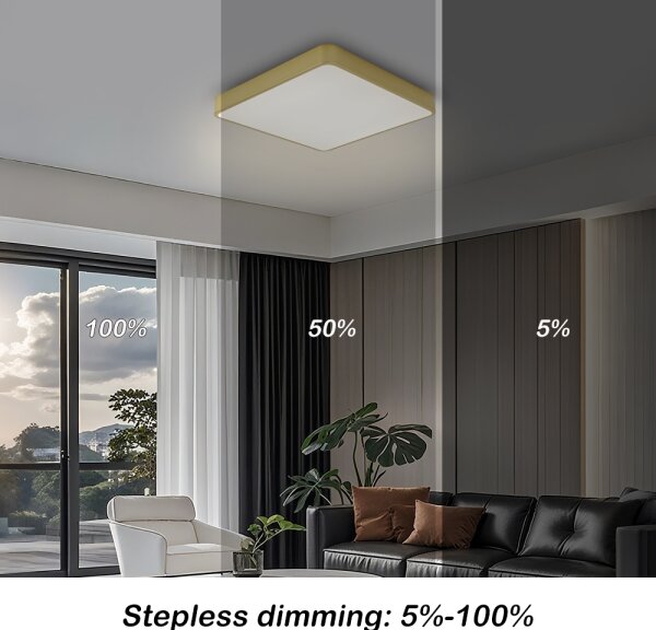 Brilagi-LED Plafonieră reglabilă POOL LED 36W, 230V, 3000-6000K, 40x40 cm, auriu + telecomandă