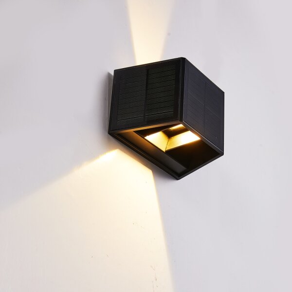 LED lampă solară de perete WINGS LED/2W/1200 mAh 3,7V 3000K IP54 negru