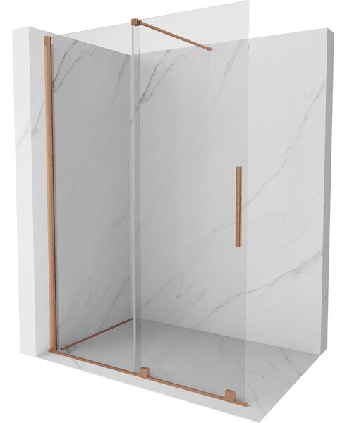 Mexen Velar, uşă glisantă în deschidere tip Walk-In 140 cm, sticlă transparentă de 8 mm, cupru mat, 871-140-000-03-65