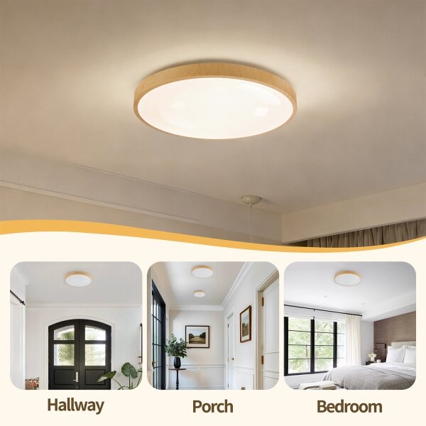 Brilagi-LED Corp de iluminat reglabil GLASS POOL DOUBLE LED, 48W, 230V, 40 cm, decor lemn + telecomandă