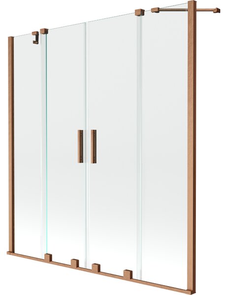 Mexen Velar Duo paravan pentru cadă cu 2 canate glisante 160 x 150 cm, transparent, cupru periat - 896-160-000-02-65