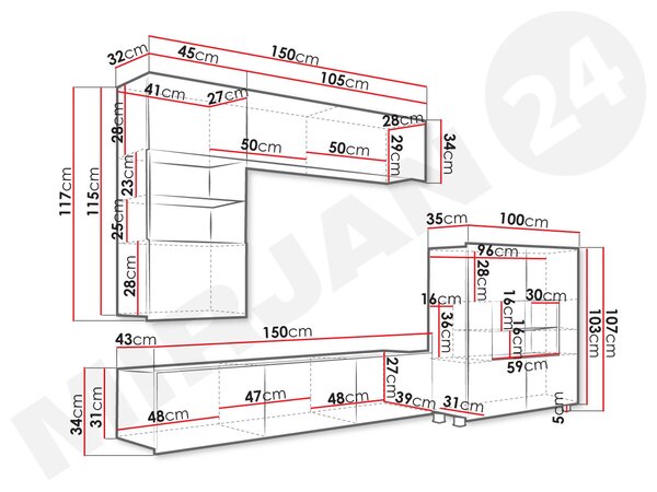 Mobilier living Badiani III (alb + alb lucios). 1121920
