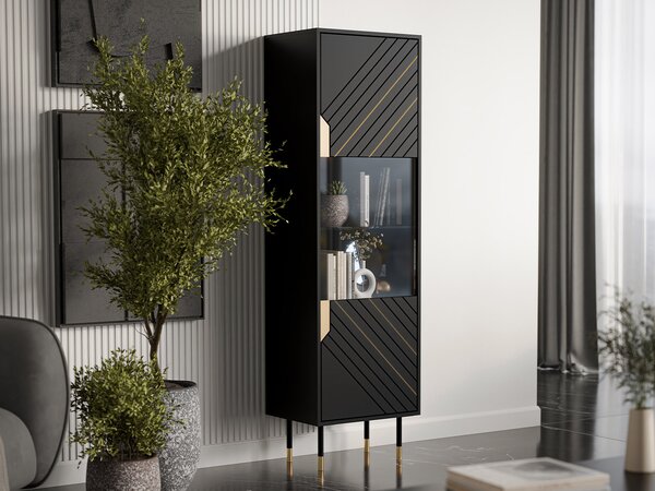 Vitrină Mediana 54 (negru + auriu). 1122533