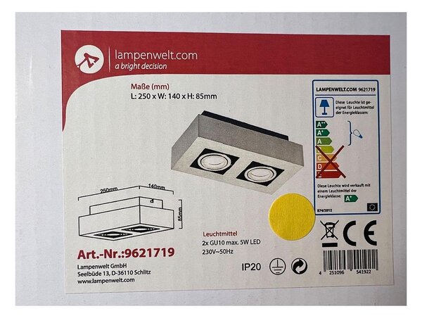 Plafonieră 2xGU10/5W/230V Lampenwelt