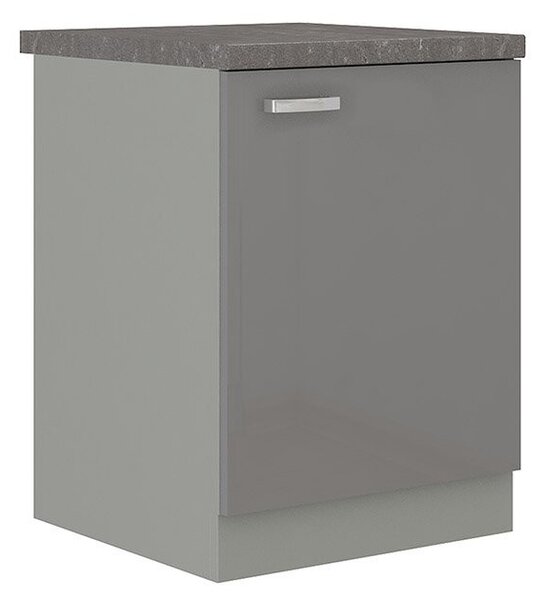 Dulap inferior de bucătărie Milo 60 D 1F BB (gri + gri lucios). 1122662