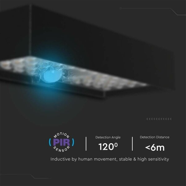 Aplică LED solară cu senzor LED/6W/3,7V IP65 4000K negru