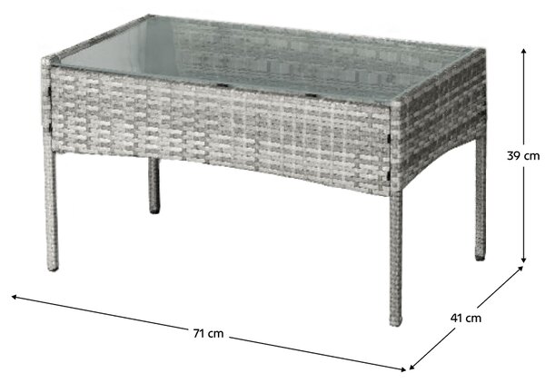 KONDELA Set 4 piese din ratan, pentru grădină, gri, RATANA