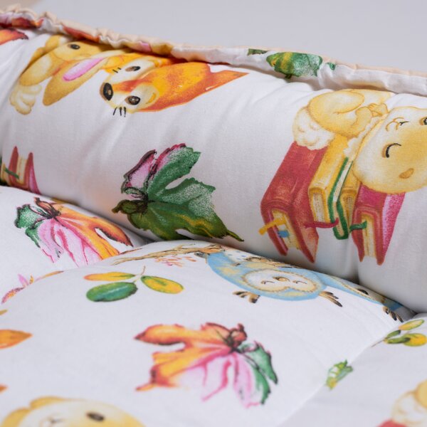 Cosulet bebelus pentru dormit Kidizi Baby Nest Cocoon 90x50 cm Animals Party