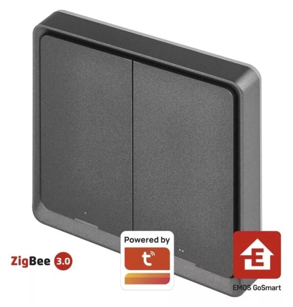 Comutator cu 2 butoane GoSmart Tuya negru