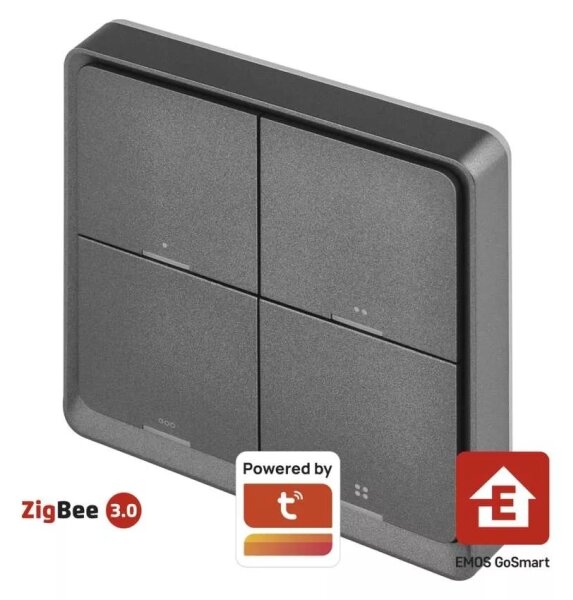 Comutator cu 4 butoane GoSmart Tuya negru