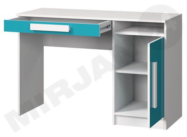 Masă PC Rowan RL9 (alb + alb lucios + gri). 1122866