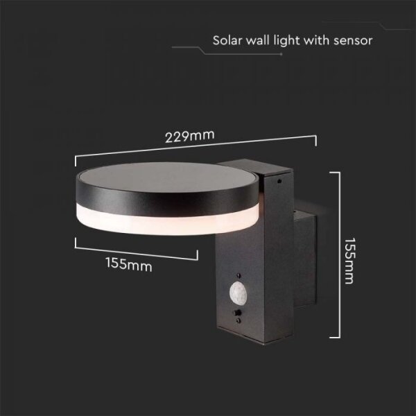 LED lampă solară de perete exterior cu senzor LED/5,5W/3,7V 3000K IP54