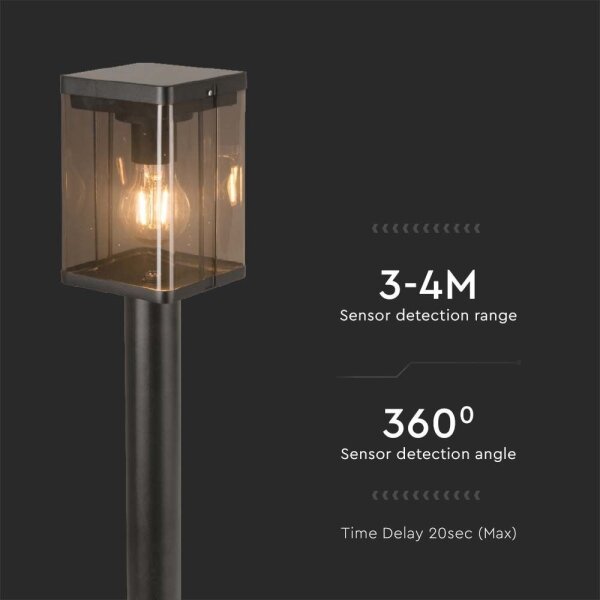 Lampă solară LED exterior cu senzor, 2,5W, 3,7V, 3000K, IP54, 2000 mAh, negru