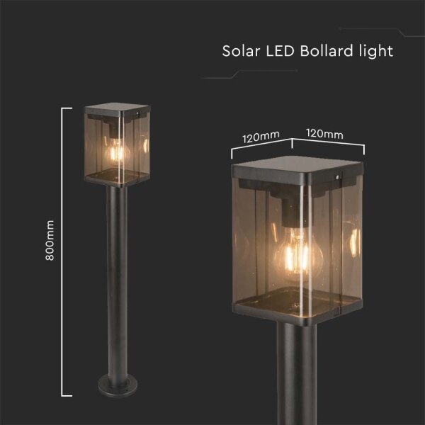 Lampă solară LED exterior cu senzor, 2,5W, 3,7V, 3000K, IP54, 2000 mAh, negru