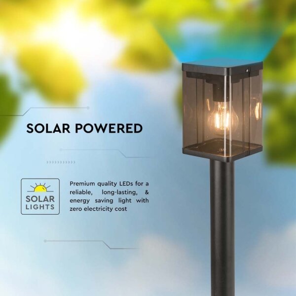 Lampă solară LED exterior cu senzor, 2,5W, 3,7V, 3000K, IP54, 2000 mAh, negru