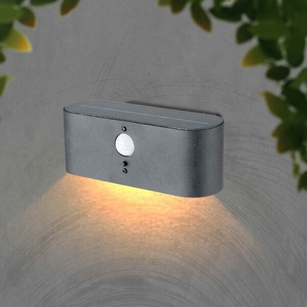 LED lampă solară de perete exterior cu senzor, 2,5W, 3000K, IP54