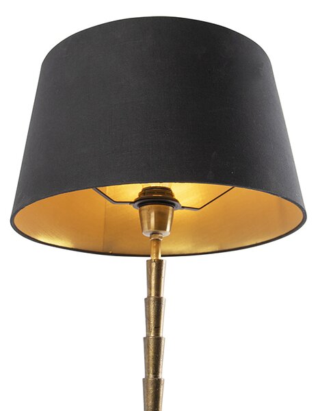 Lampă de masă Art Deco bronz cu abajur din bumbac negru 35 cm - Pisos