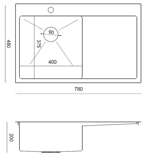 Quadron Russel chiuveta din otel 78x48 cm HB7912BS