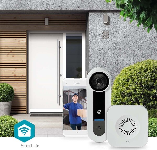 Nedis WIFICDP40CWT - Sonerie video wireless Full HD 1536p Wi-Fi IP65