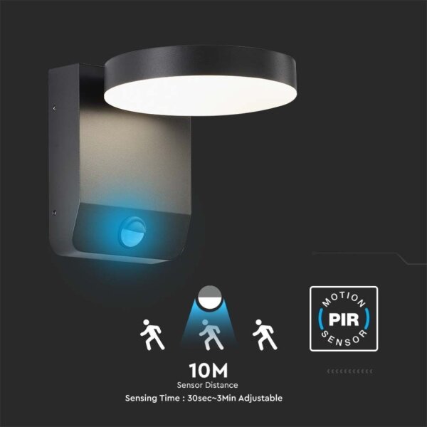 LED Aplica de perete exterior cu senzor LED/17W/230V 3000K negru
