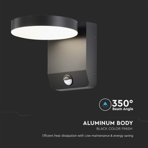 LED Aplica de perete exterior cu senzor LED/17W/230V 3000K negru