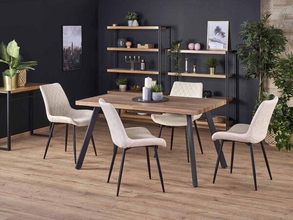 Masă de sufragerie extensibilă 140-180 cm Berig (lemn închis + negru) (pentru 6 8 persoane). 1048603