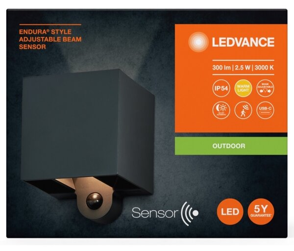 Aplică LED de exterior cu senzor Ledvance ENDURA STYLE LED/2,5W/5V IP54