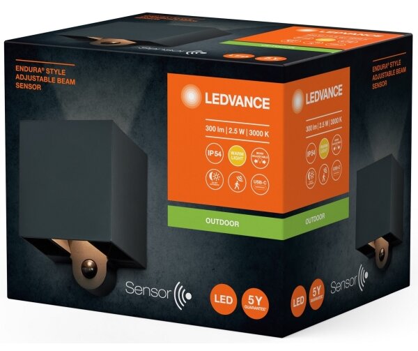 Aplică LED de exterior cu senzor Ledvance ENDURA STYLE LED/2,5W/5V IP54