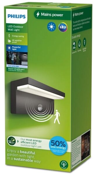 Aplică de exterior cu senzor Philips BUSTAN LED/3,8W/230V IP44
