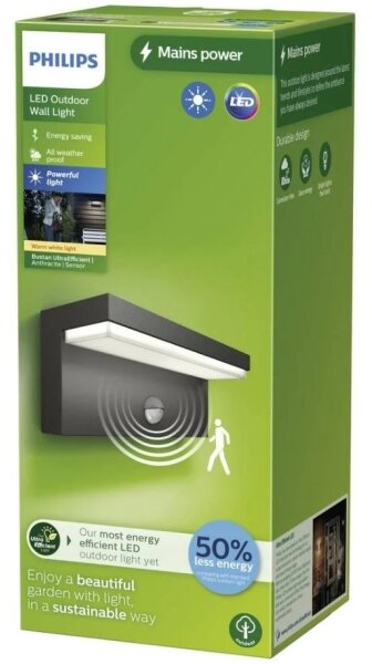 Aplică de exterior cu senzor Philips BUSTAN LED/3,8W/230V IP44