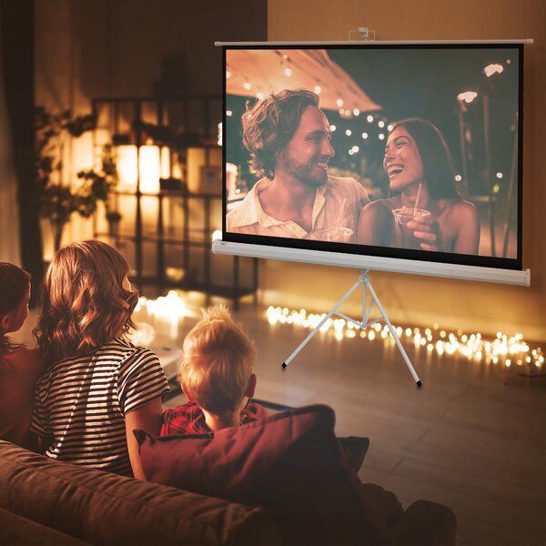 HOMCOM Ecran Proiecție Portabil 84 Inch, Suport Inclus, Ecran 4K HD 16:9, Vizionări Exterioare/Interioare | Aosom Romania