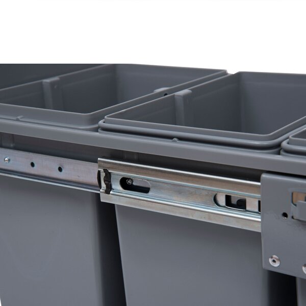 Homcom Cos Gunoi Ecologic 40L – 3 Compartimente Separate, Gri | Aosom Romania
