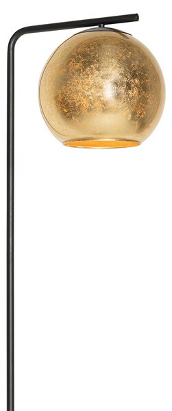 Lampa de podea de design neagra cu sticla aurie - Bert