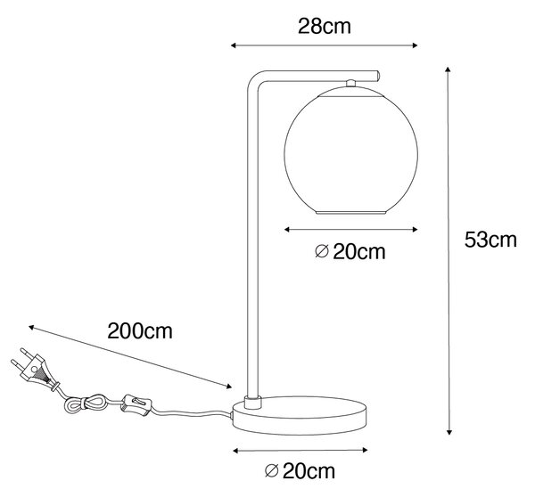 Lampa de masa de design neagra cu sticla aurie - Bert
