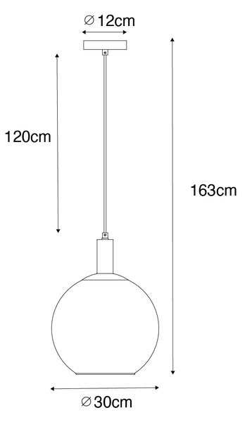 Lampă pendant de design neagră cu sticlă aurie - Bert