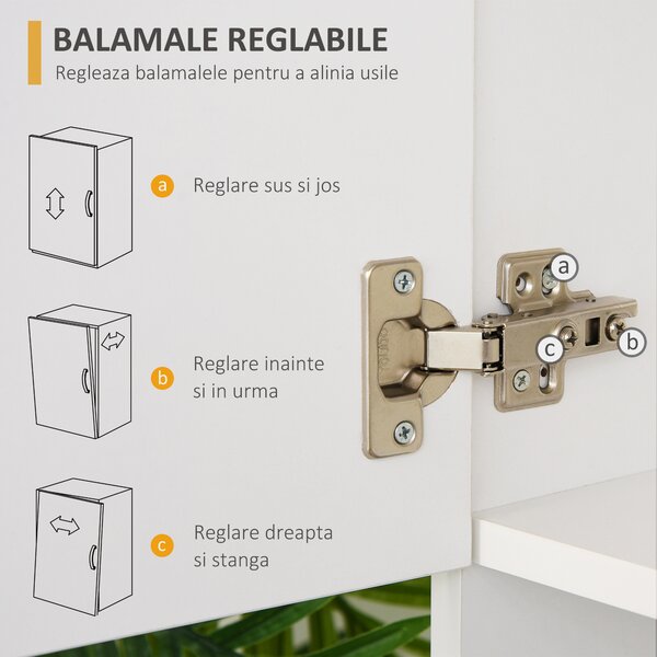 HOMCOM Bufet Modern din Lemn Alb cu 2 Dulapioare, Polite Reglabile, 1 Raft Deschis si 3 Sertare, 80x39,5x183,5cm | Aosom Romania