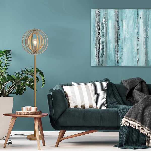 HOMCOM Lampa de podea abajur pivotant moderna creativa Baza din lemn cauciuc pentru casa Ф38 x 160cm