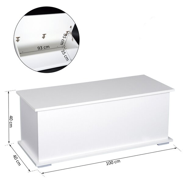 HOMCOM Cutie de depozitare multifunctionala din PAL cu capac care se deschide, pentru camera si intrare, 100x40x40cm, alb | Aosom Romania