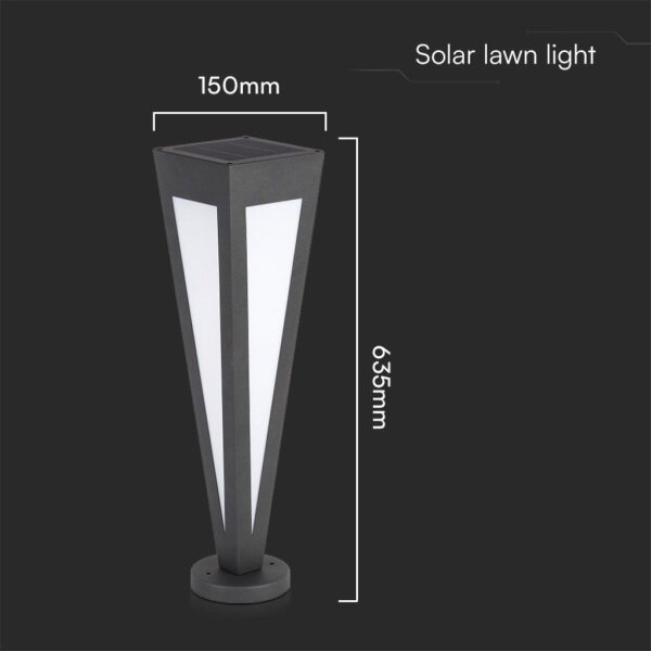 Lampă solară LED 2W 3,7V IP65 3000K negru