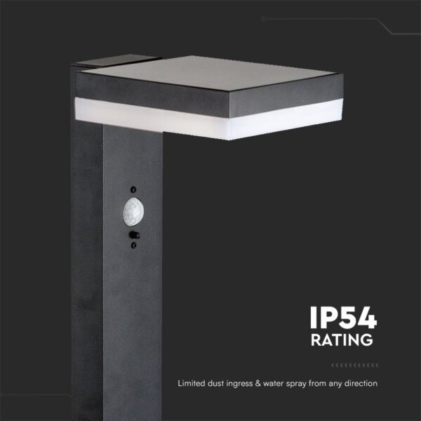 Lampă LED solară cu senzor LED/2W/3,7V IP54 3000K negru dreptunghiular