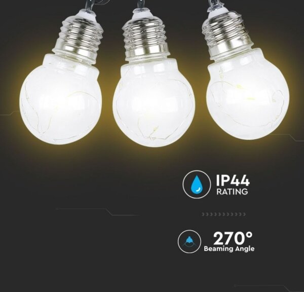 Șir solar LED 10xLED/1W/1,2V 1xAA 2 m IP44 3000K 300 mAh