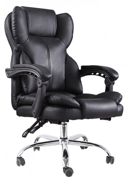 Scaun directorial, suport picioare, funcție recliner, SIB 818, PU, Negru