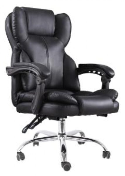 Scaun directorial, suport picioare, funcție recliner, SIB 818, PU, Negru