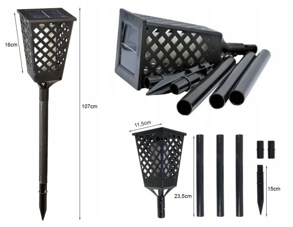 Lampă solară LED cu senzor, LED/0,6W/5,5V, IP65, 2000 mAh, 107 cm, negru